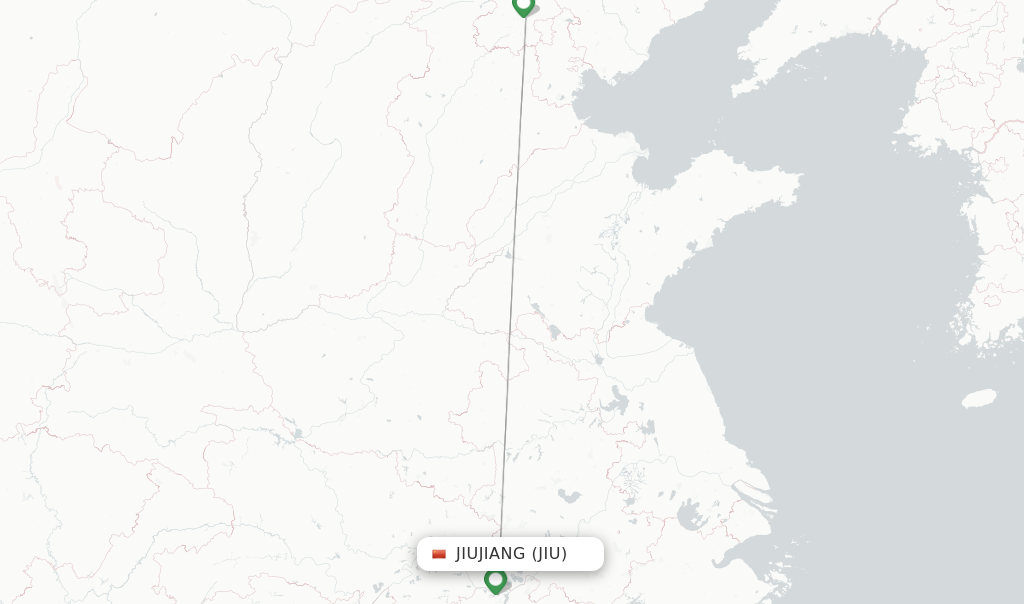 Route map with flights from Jiujiang with Grand China Air
