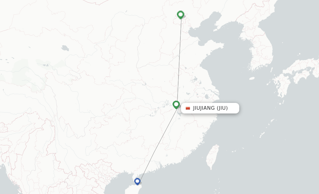 Route map with flights from Jiujiang with Hainan Airlines