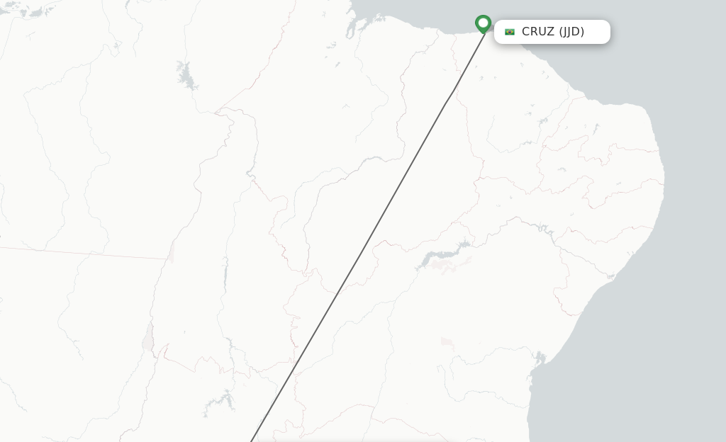 Flights from Cruz to Brasilia route map