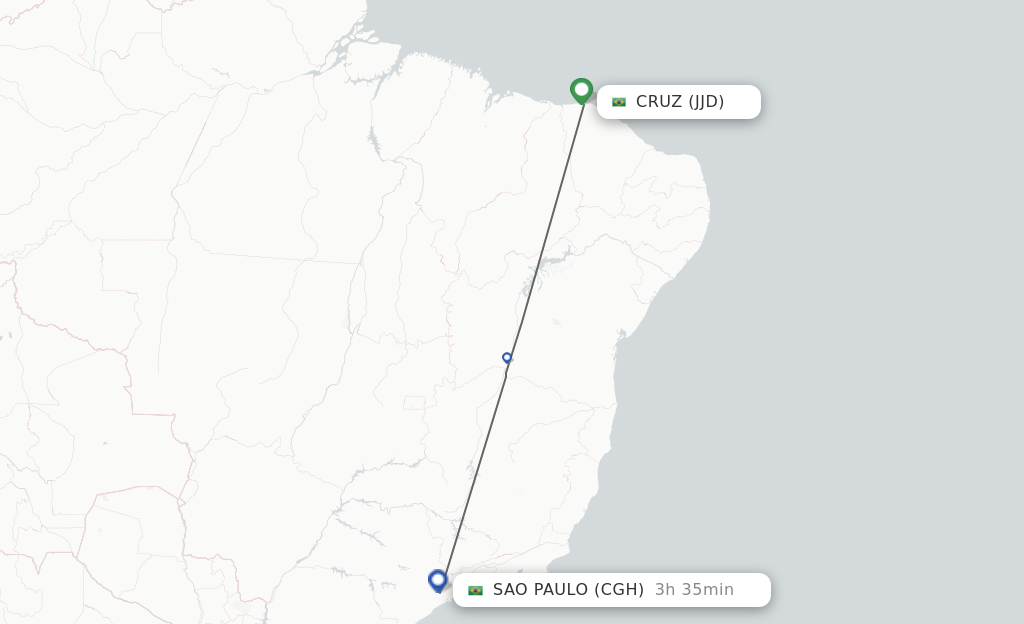 Flights from Cruz to Sao Paulo route map