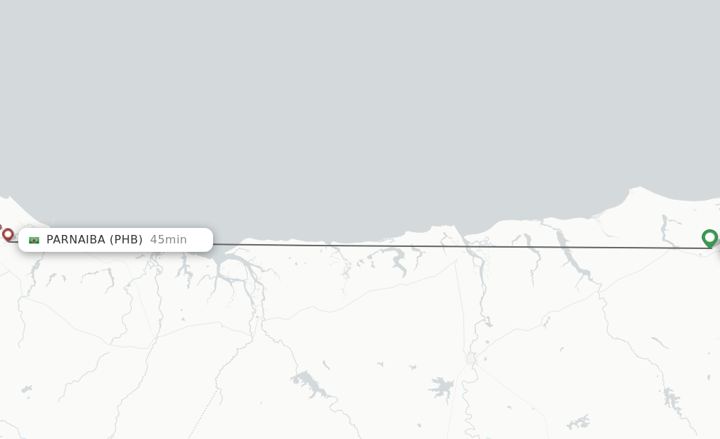 Flights from Cruz to Parnaiba route map