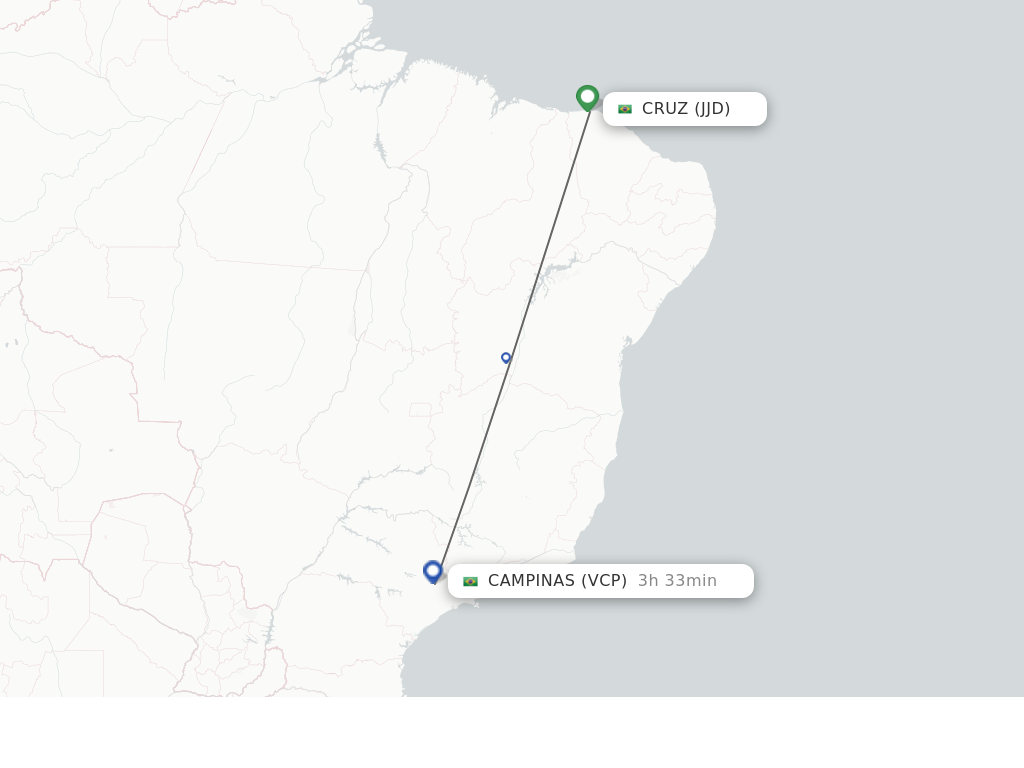 Flights from Cruz to Campinas route map