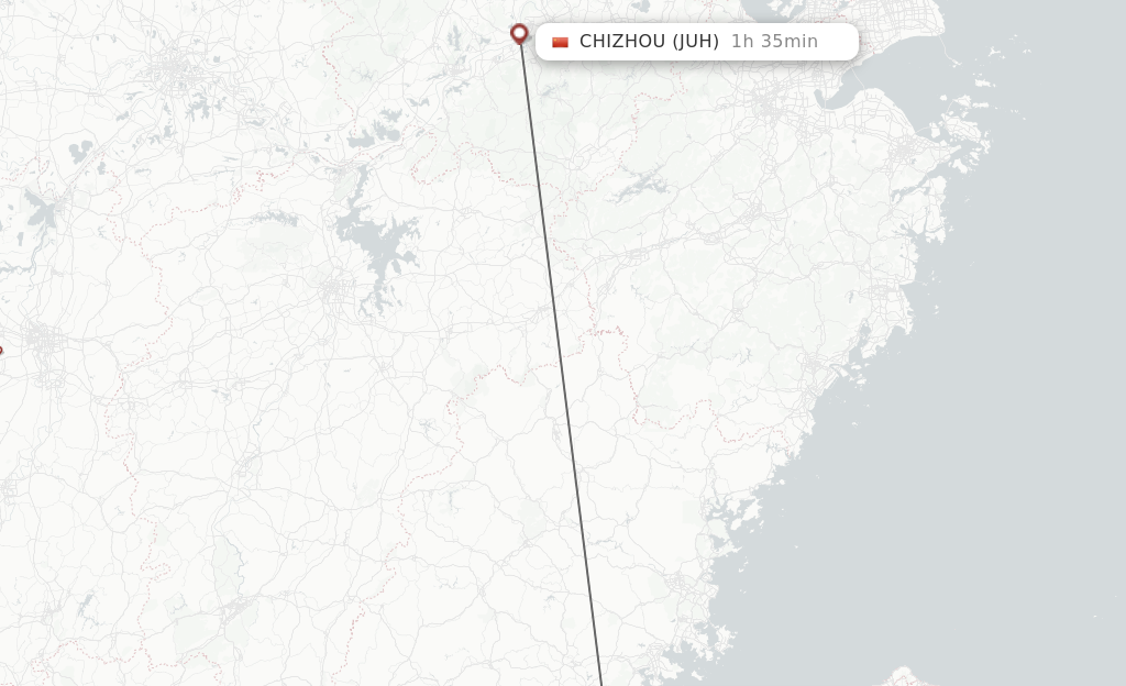 Flights from Jinjiang to Chizhou route map