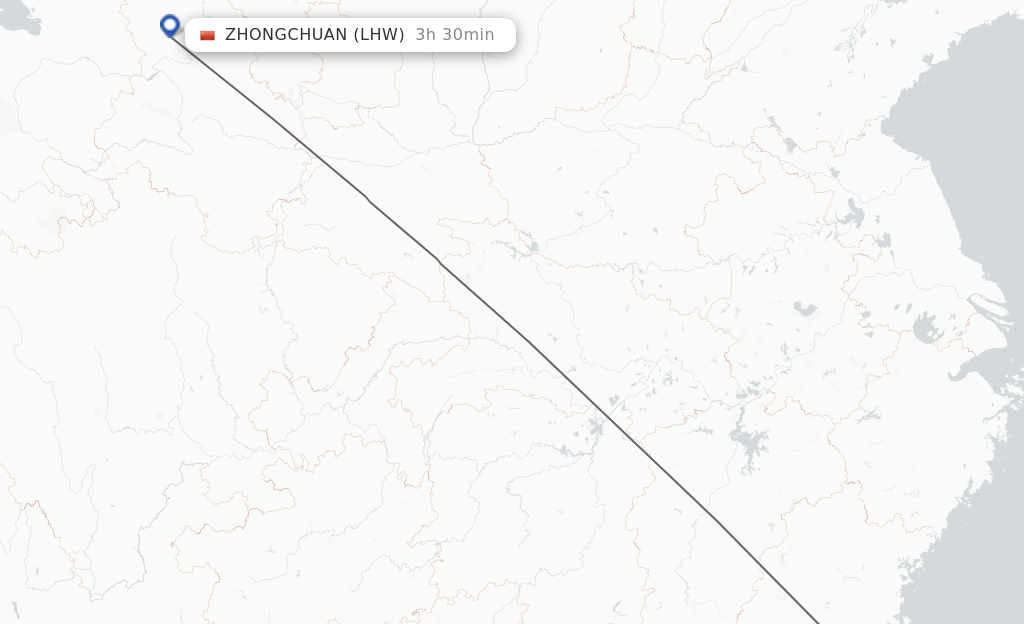 Flights from Jinjiang to Lanzhou route map