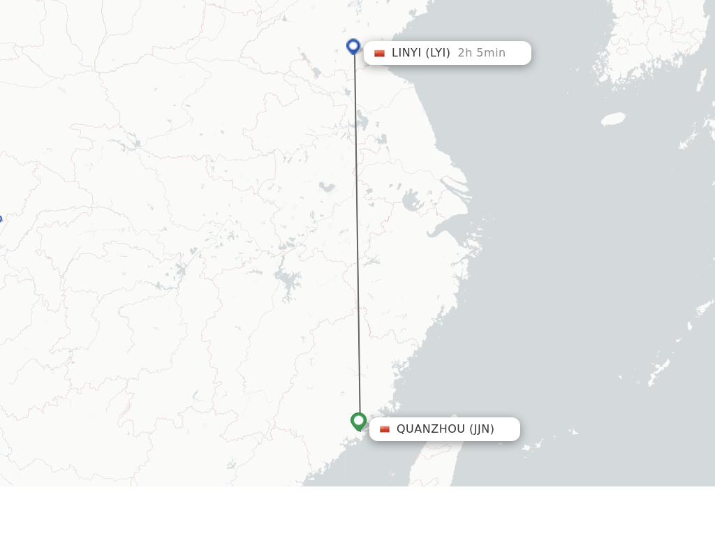 Flights from Jinjiang to Linyi route map