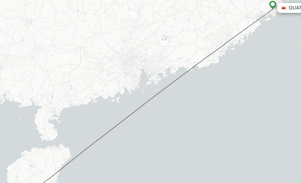 Flights from Jinjiang to Sanya route map