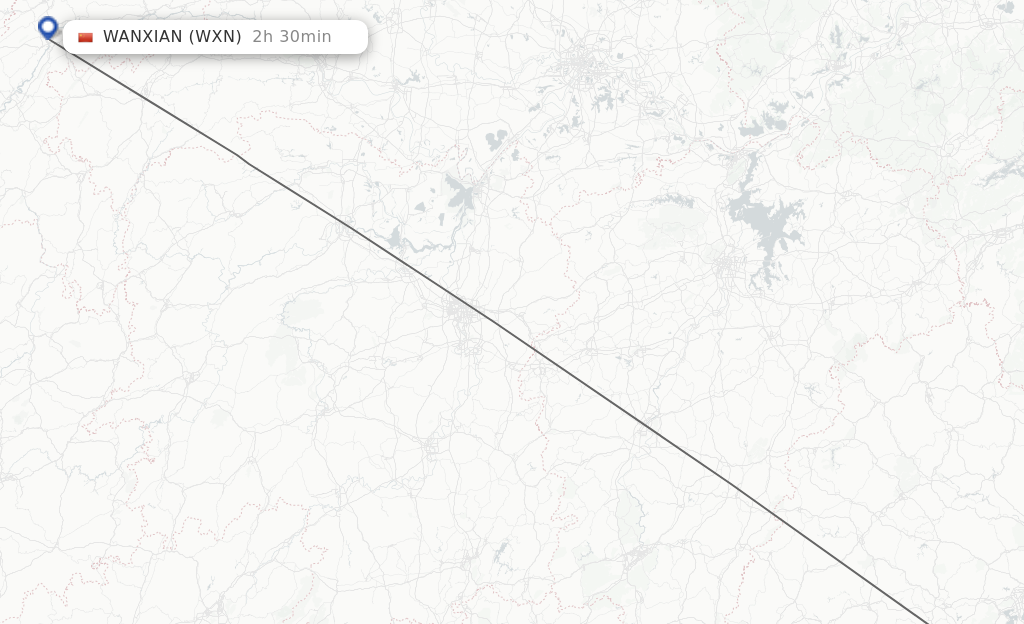 Flights from Jinjiang to Wanxian route map