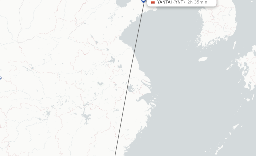 Flights from Jinjiang to Yantai route map