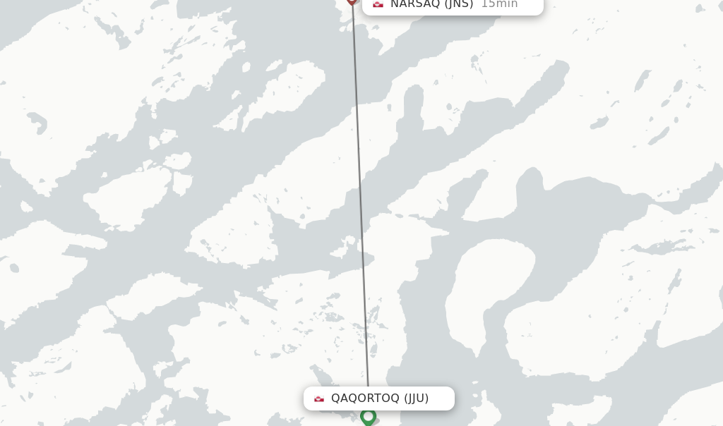 Flights from Qaqortoq to Narsaq route map