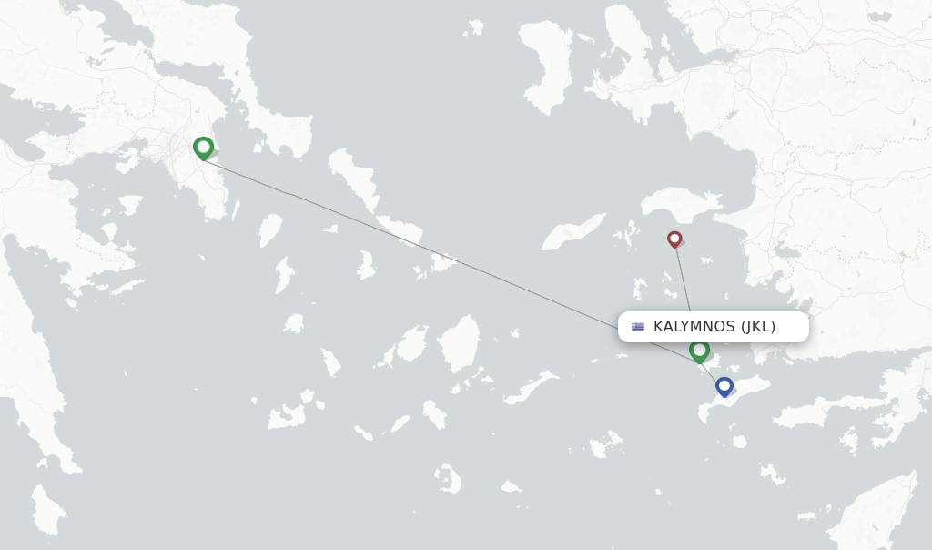 Route map with flights from Kalymnos with Sky Express