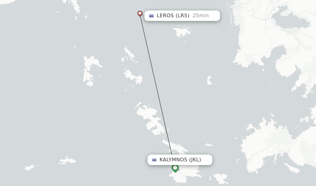 Flights from Kalymnos to Leros route map