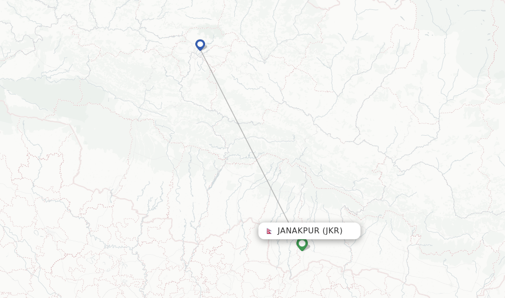 Route map with flights from Janakpur with Buddha Air