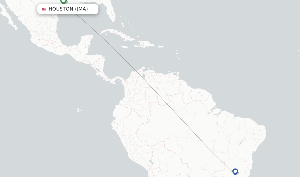 Route map with flights from Manhuacu with Azul