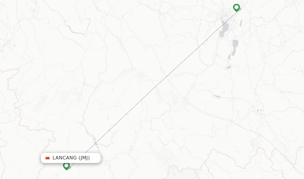 Route map with flights from Lancang with China Eastern