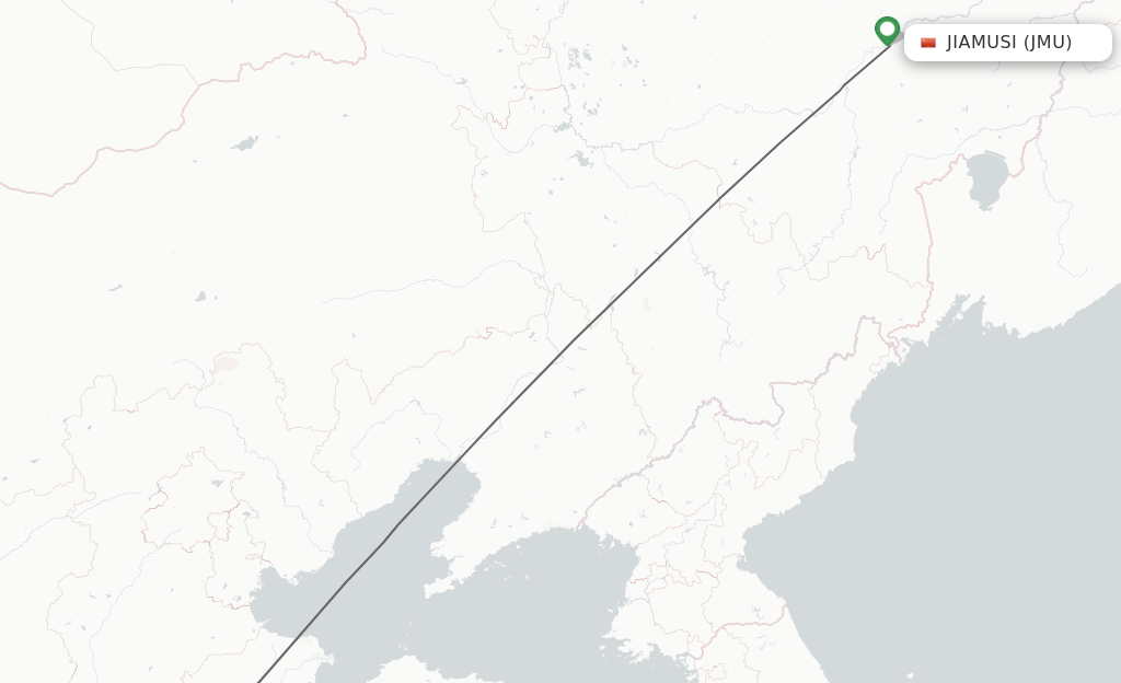 Flights from Jiamusi to Jinan route map