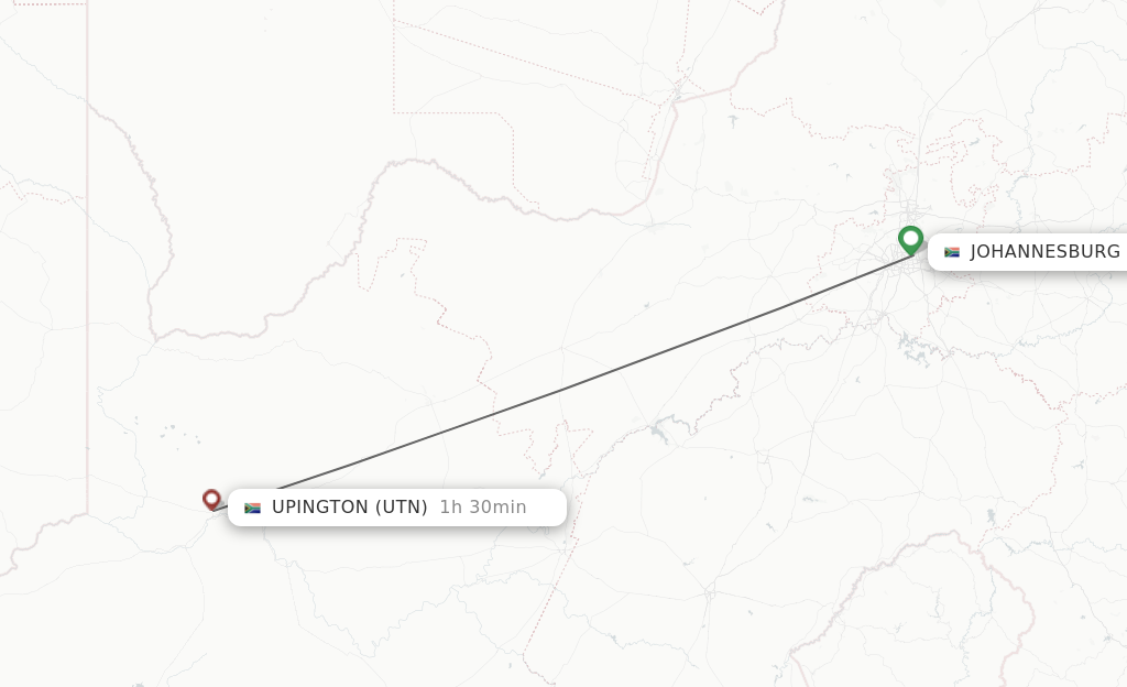 Flights from Johannesburg to Upington route map