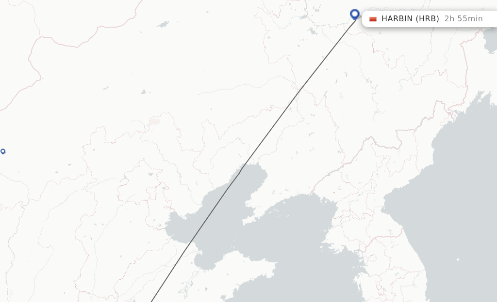 Flights from Jining to Harbin route map