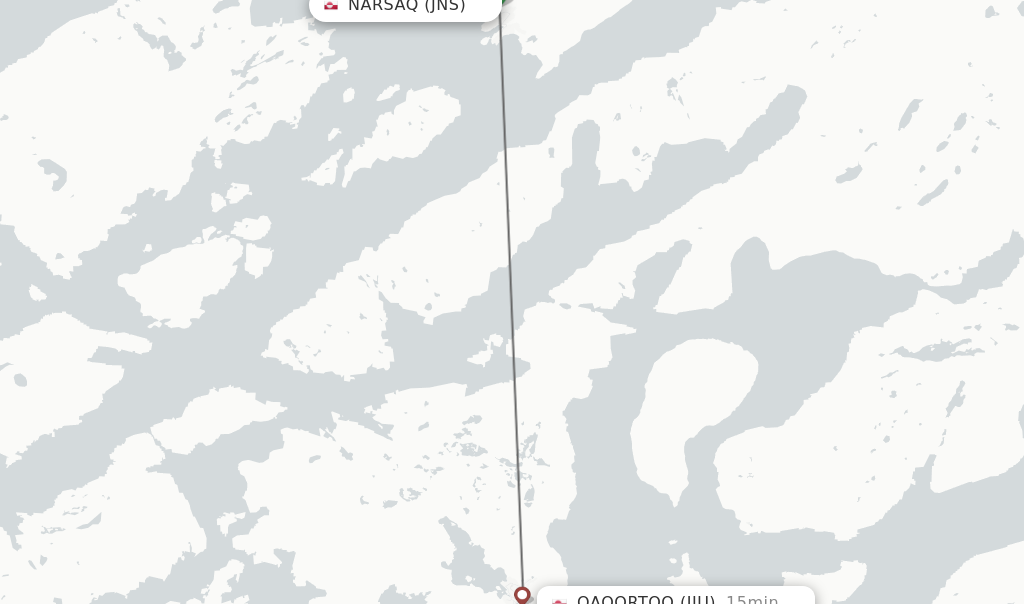 Flights from Narsaq to Qaqortoq route map