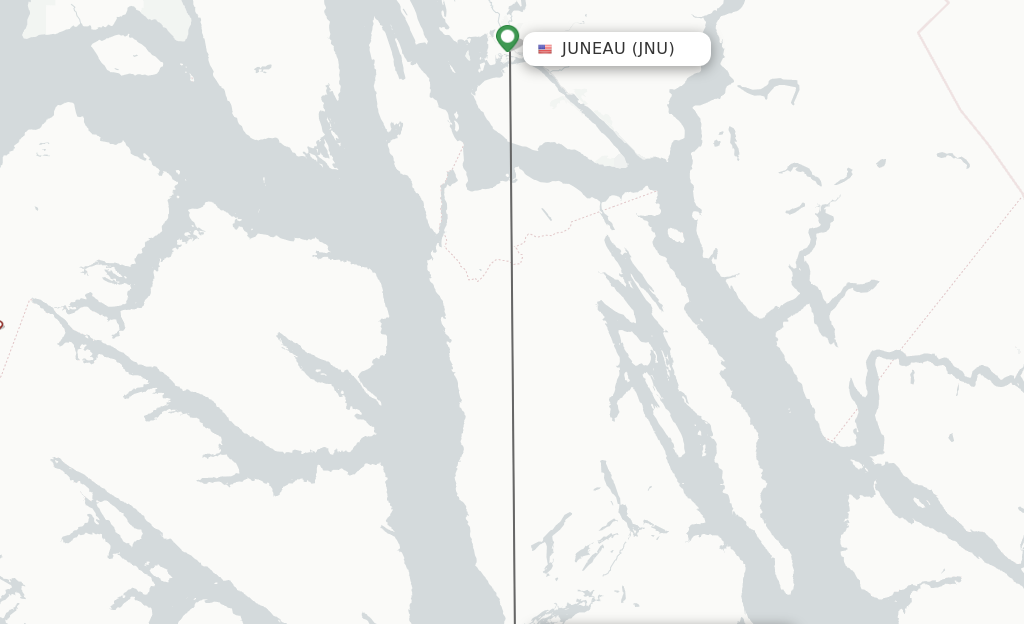 Flights from Juneau to Angoon route map