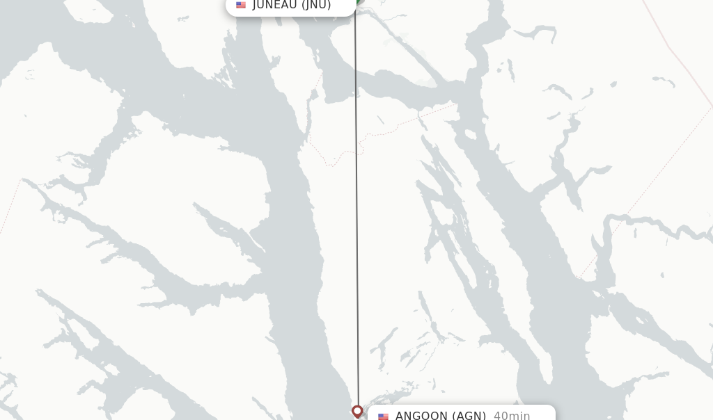 Flights from Juneau to Angoon route map
