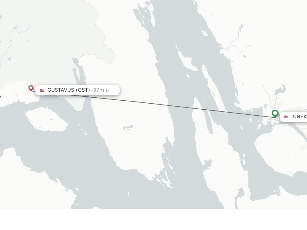 Flights from Juneau to Gustavus route map