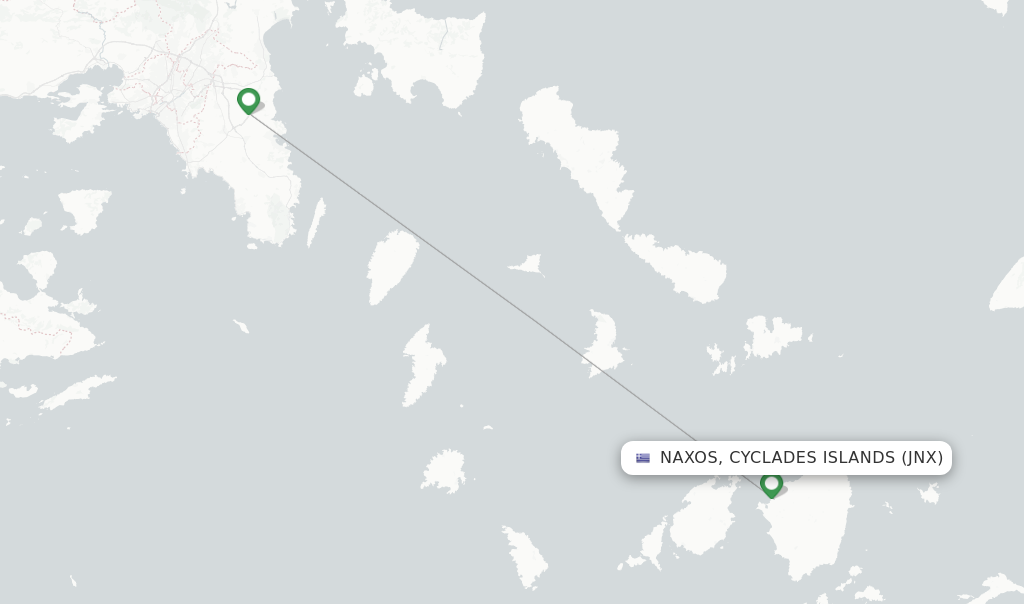 Route map with flights from Naxos, Cyclades Islands with Sky Express