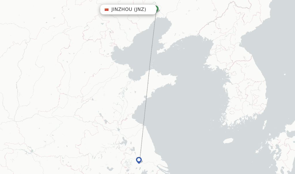 Route map with flights from Jinzhou with XiamenAir