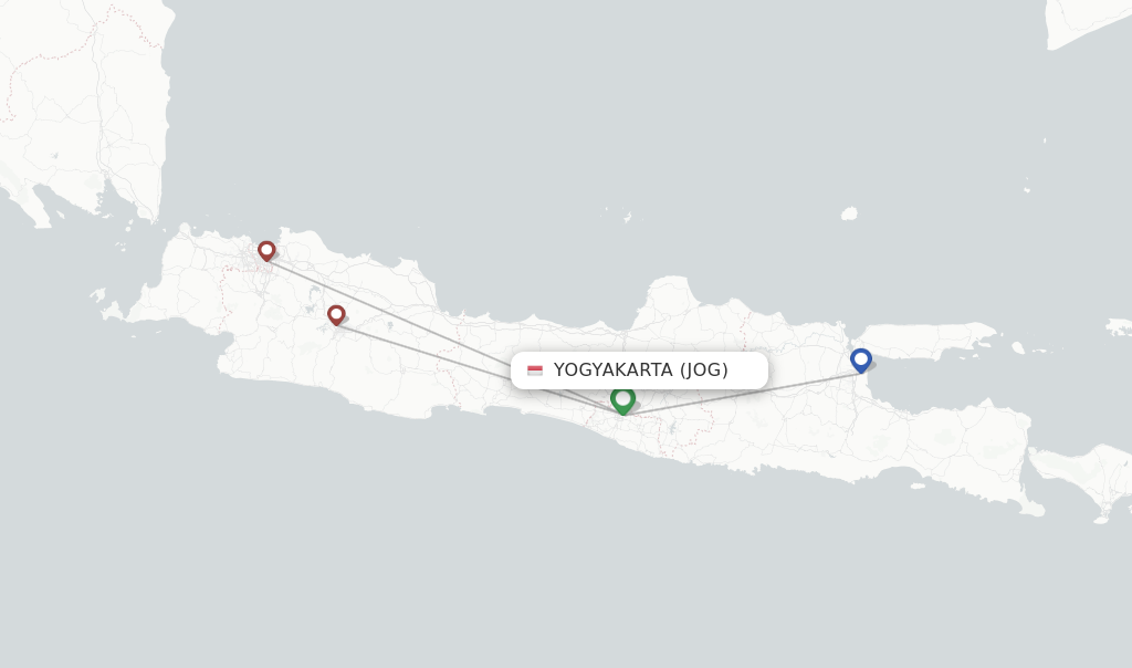 Flights from Yogyakarta to Ujung Pandang route map