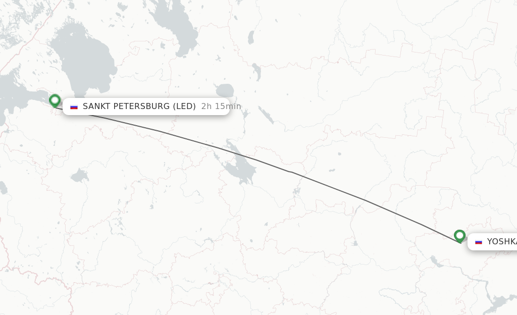 Flights from Yoshkar-Ola to Saint Petersburg route map