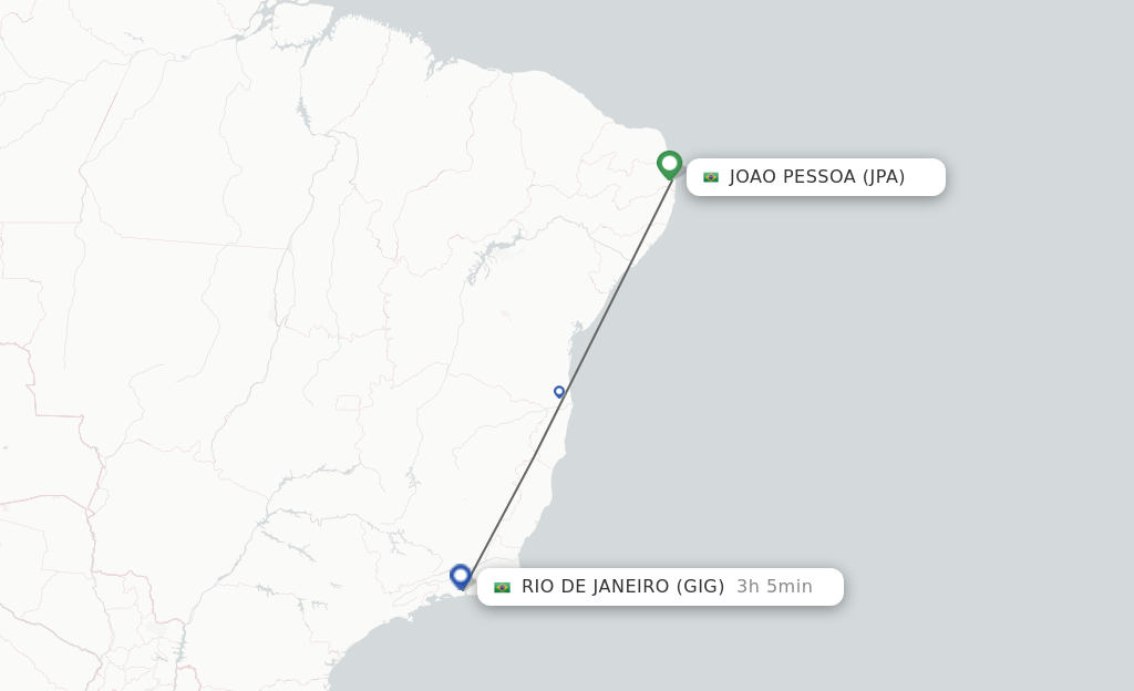 Flights from Joao Pessoa to Rio De Janeiro route map
