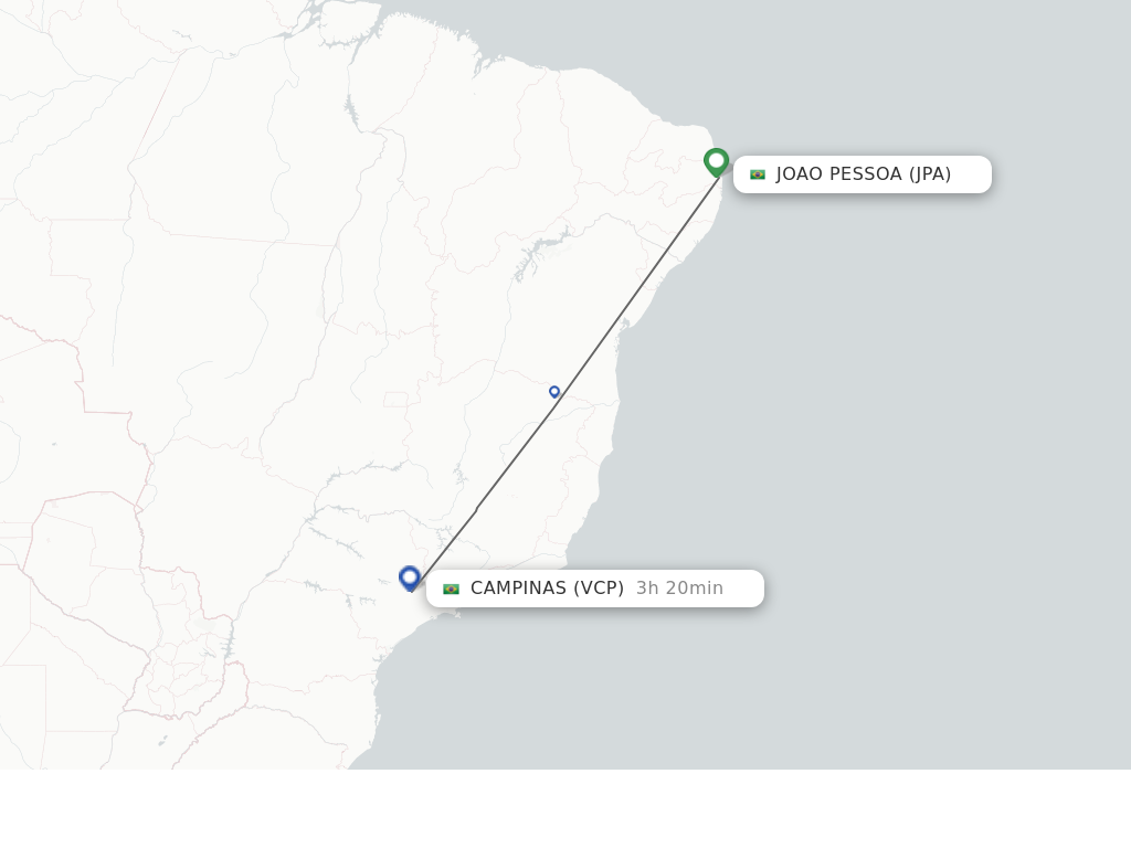 Flights from Joao Pessoa to Campinas route map