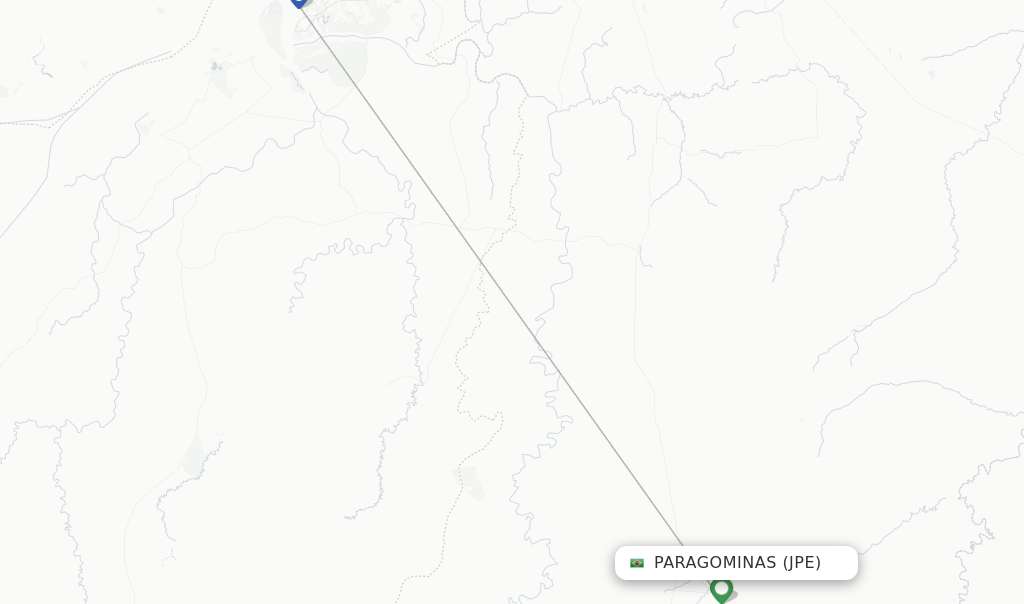 Route map with flights from Paragominas with Azul