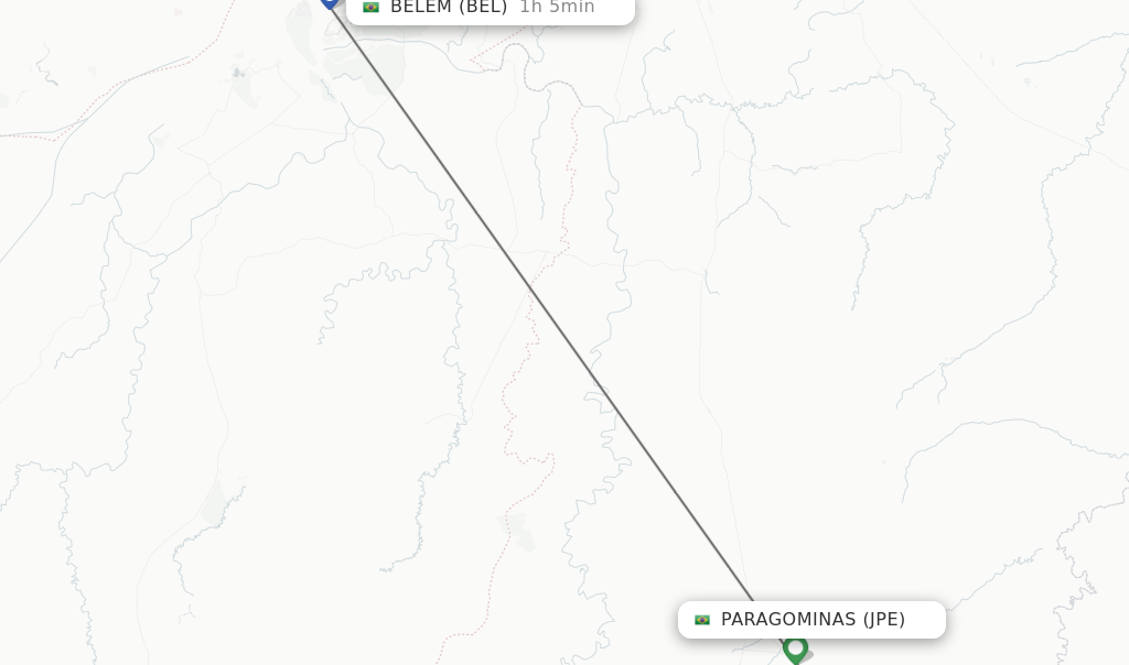 Flights from Paragominas to Belem route map