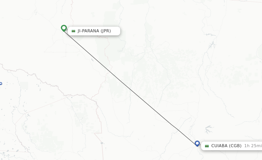 Flights from Ji-Parana to Cuiaba route map