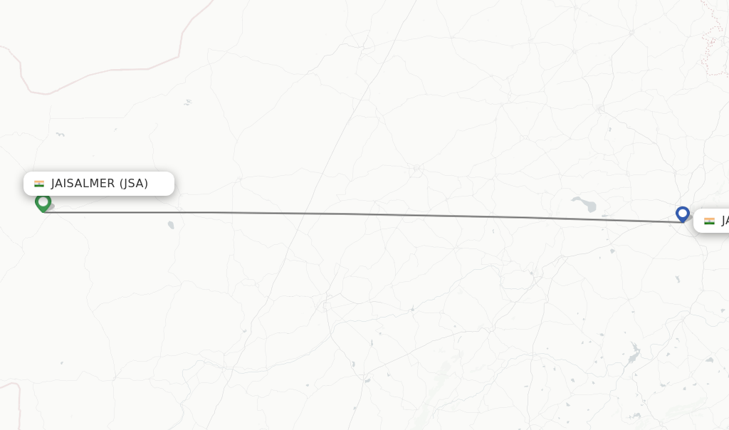 Flights from Jaisalmer to Jaipur route map