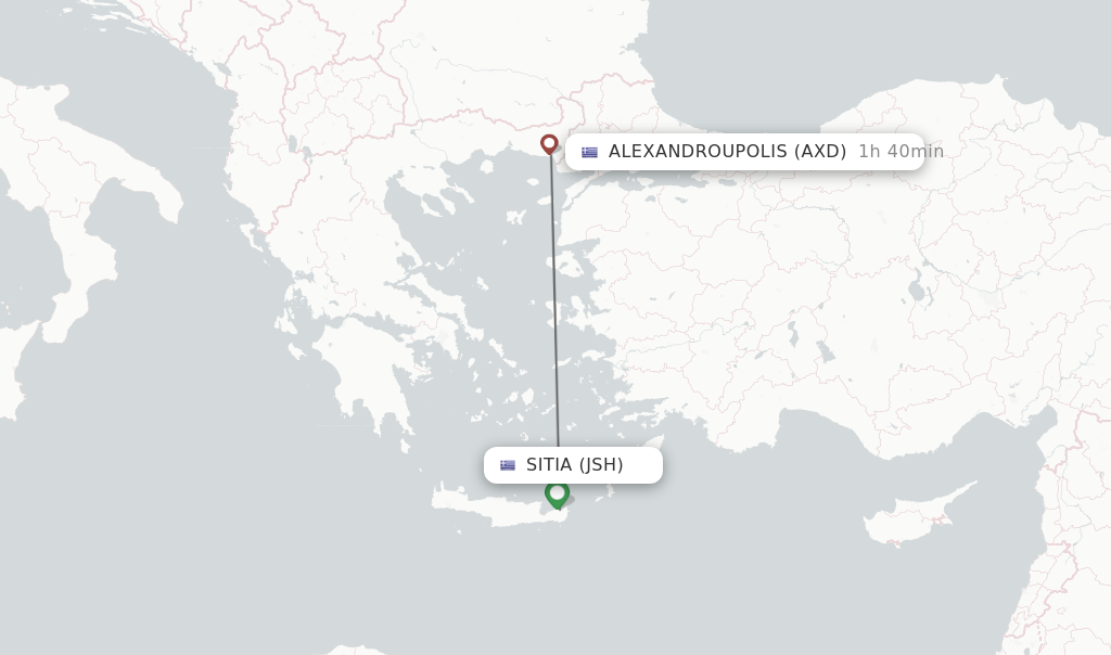 Flights from Sitia to Alexandroupolis route map