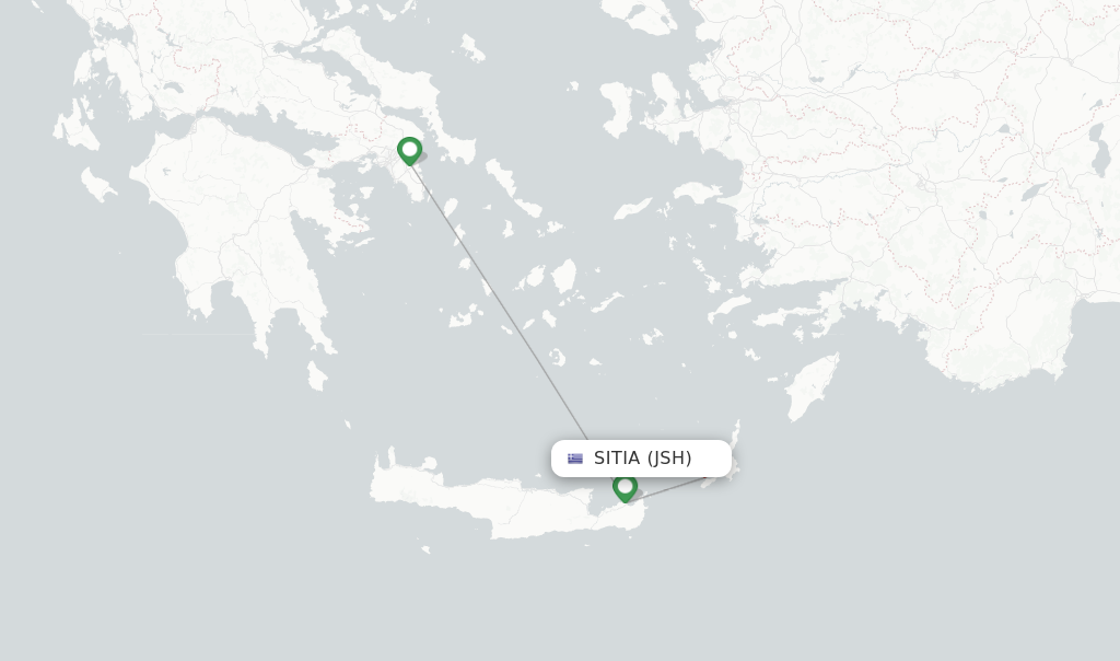 Route map with flights from Sitia with Olympic Air