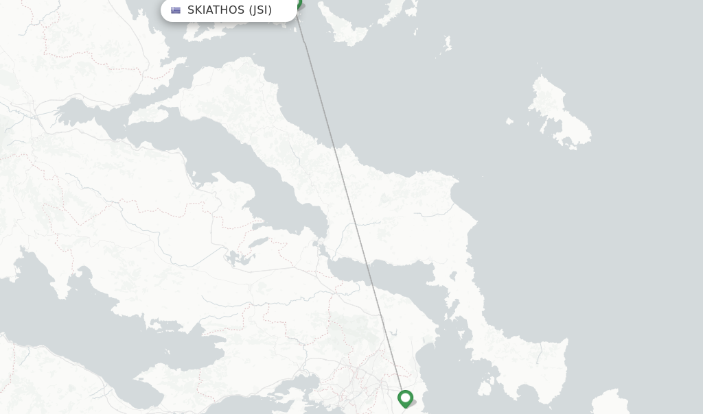 Route map with flights from Skiathos with Sky Express