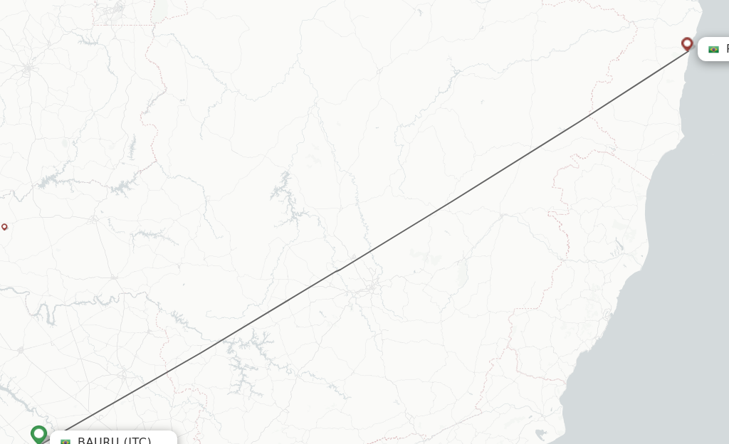 Flights from Baura-Arealva to Porto Seguro route map