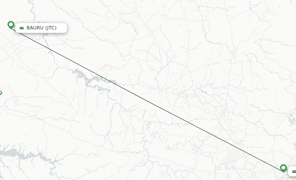 Flights from Baura-Arealva to Sao Paulo route map