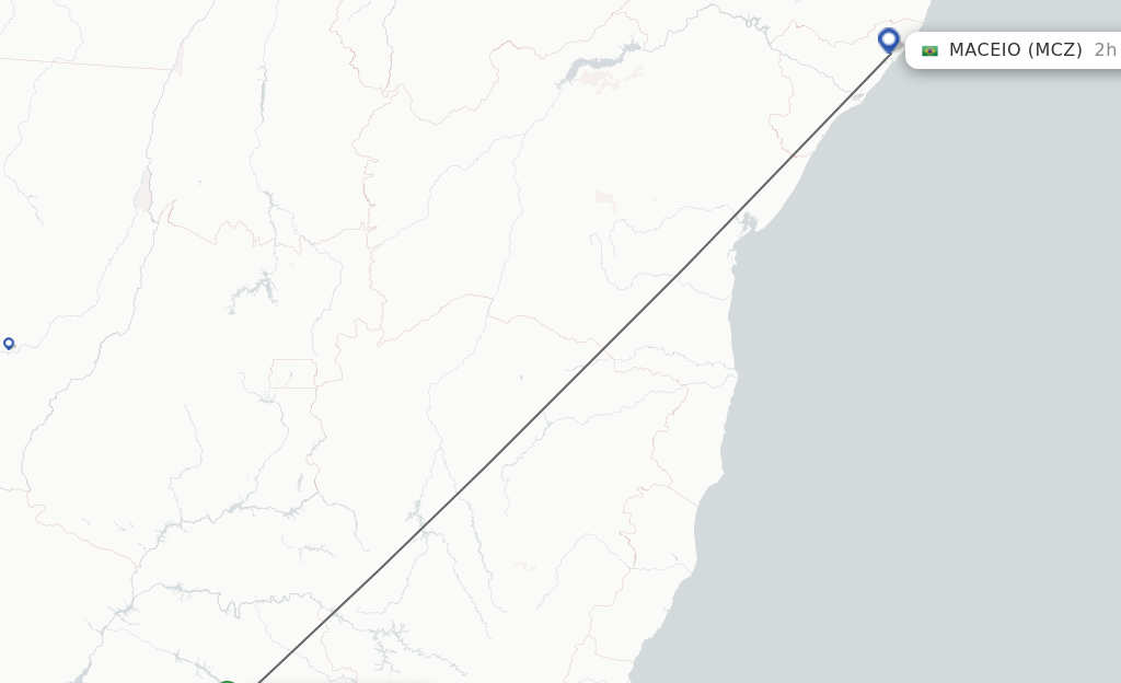 Flights from Baura-Arealva to Maceio route map