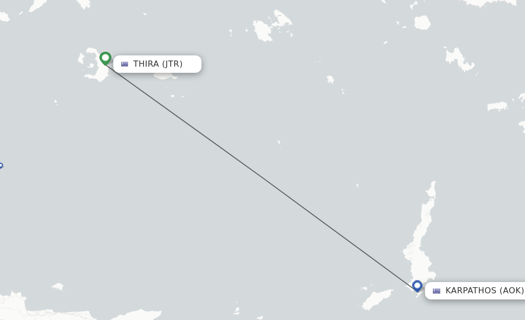 Flights from Karpathos to Thira route map