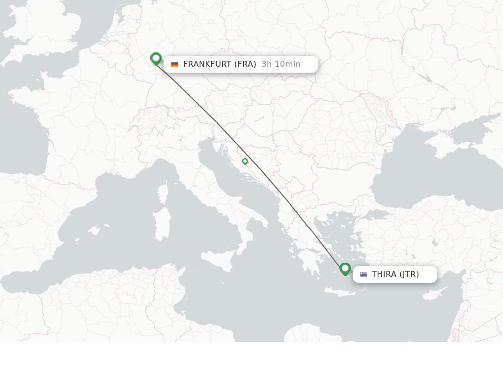 Flights from Thira to Frankfurt route map