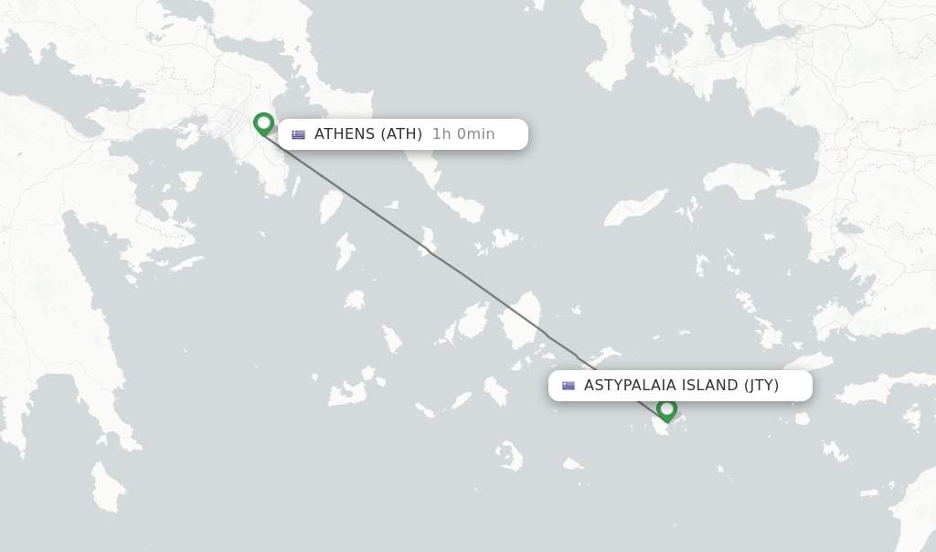 Flights from Astypalaia Island to Athens route map