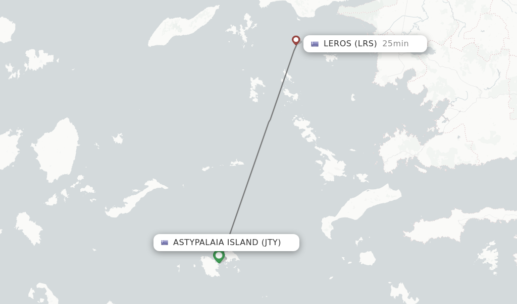 Flights from Astypalaia Island to Leros route map