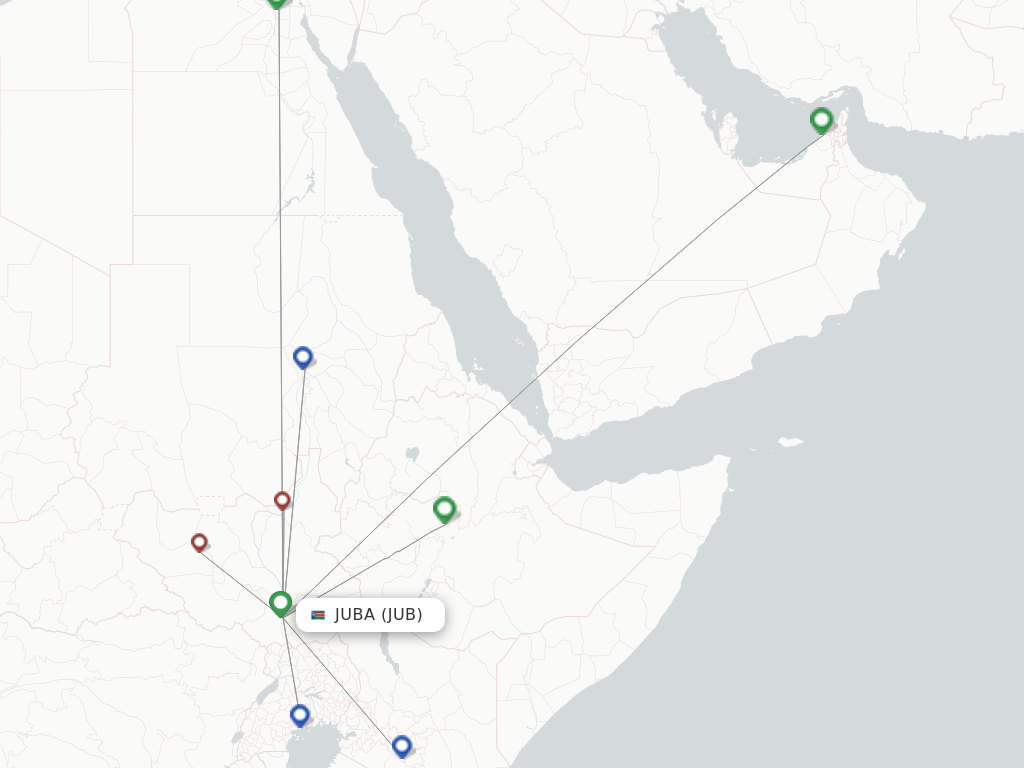 Flights from Juba to Rome route map