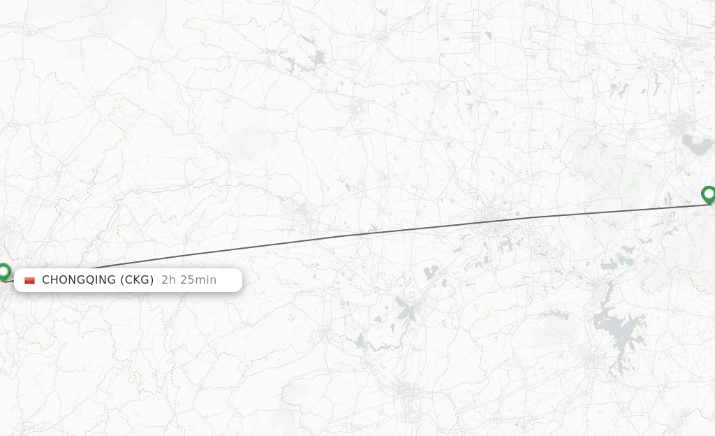 Flights from Chizhou to Chongqing route map