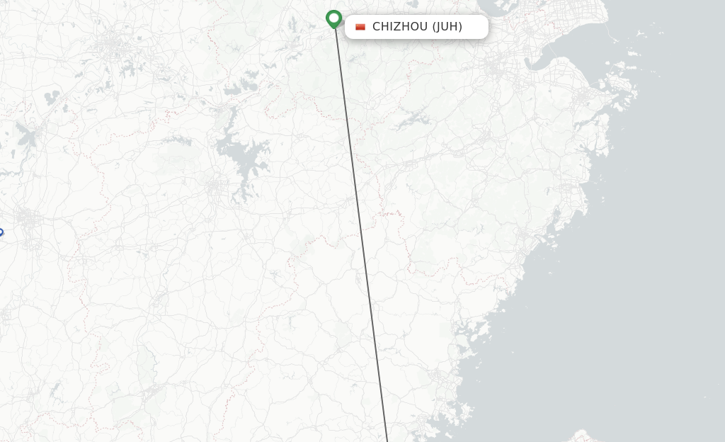 Flights from Chizhou to Jinjiang route map