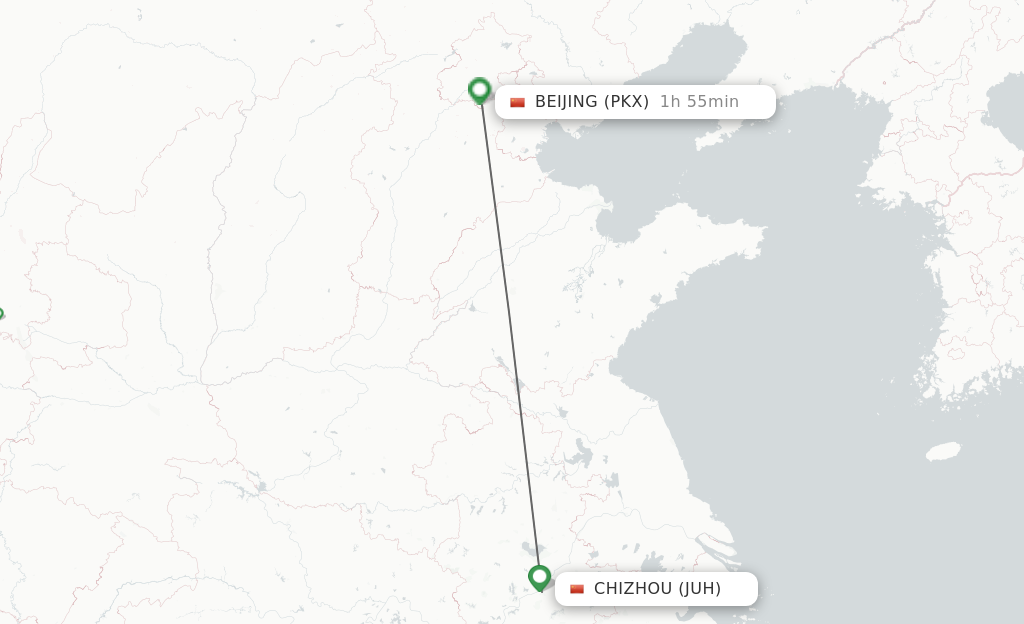Flights from Chizhou to Beijing route map