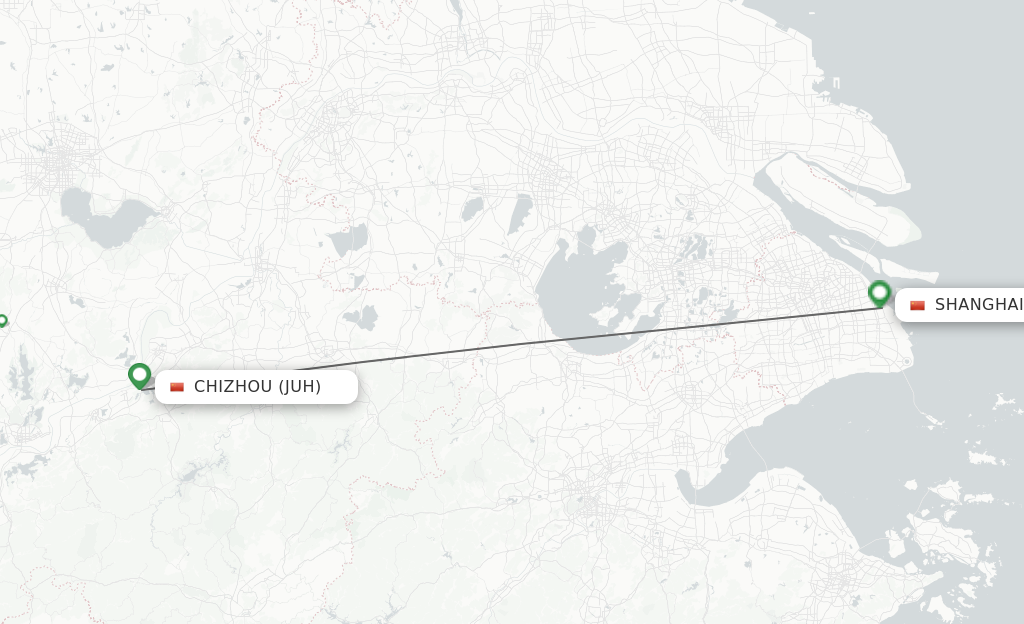 Flights from Chizhou to Shanghai route map